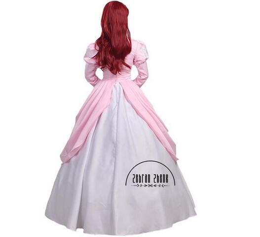 Princess Ariel Pink Dress Cosplay Costume For Adult Women Halloween Party Custom Made