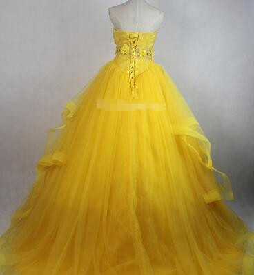 Moive Belle Princess Cosplay Costume Yellow Top Dress For Adults Women Girls Can Be Custom Made