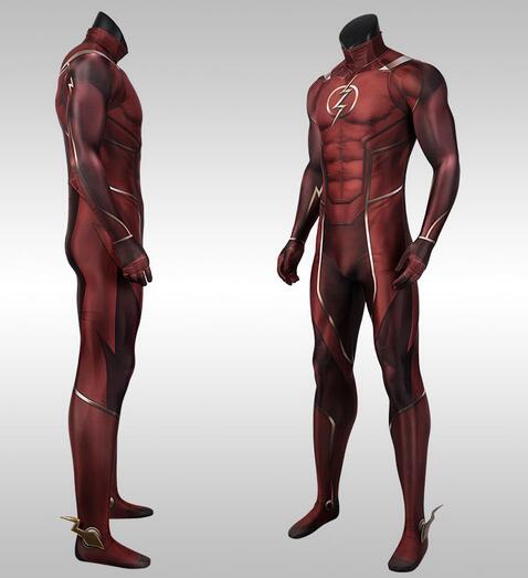 Barry Allen The Flash Cosplay Costumes Spandex Zentai Jumpsuits With Latex Mask Tights Bodysuits For Halloween JusticeMen