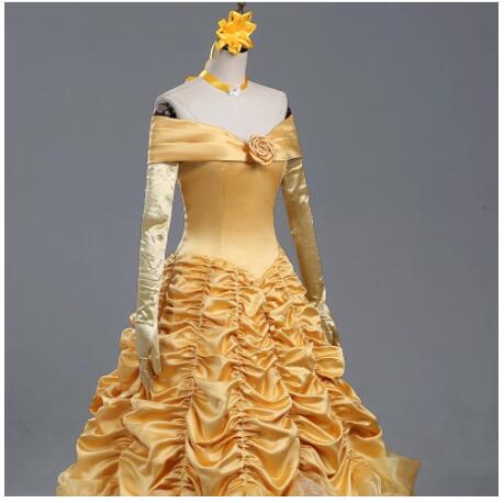 Beauty and the Beast Womens Layered Prom Belle Dresses Palace Queen Costume Cloak Petticoat