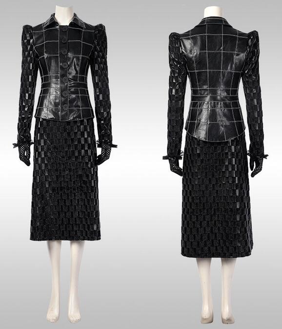 Cruella Cosplay Dress Fashion Evil Queen Costume Lady Black Outfit Evening Party Emma Magic Formal Suit Coat Skirt Gloves