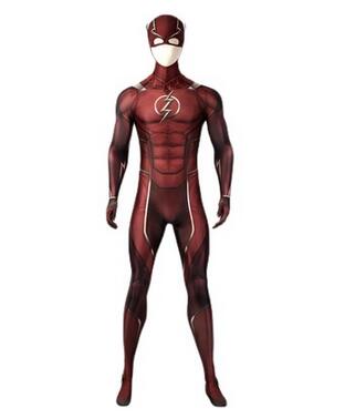 Barry Allen The Flash Cosplay Costumes Spandex Zentai Jumpsuits With Latex Mask Tights Bodysuits For Halloween JusticeMen