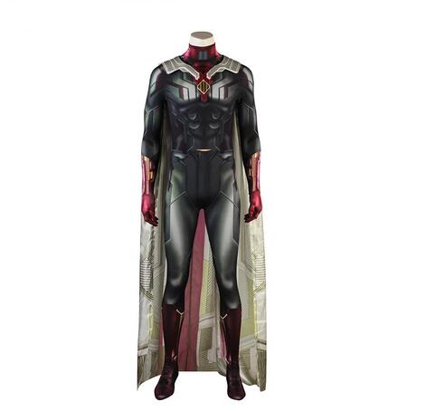 Movie Avengers Infinity War Vision Costume Cosplay Sdult Bodysuit Vision Cosplay Print Suit Halloween Costume