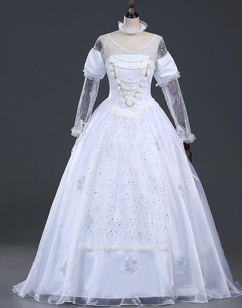 TOP QUALITY Costume Cosplay The White Queen Costume Dress wonderful Halloween Costumes For Women