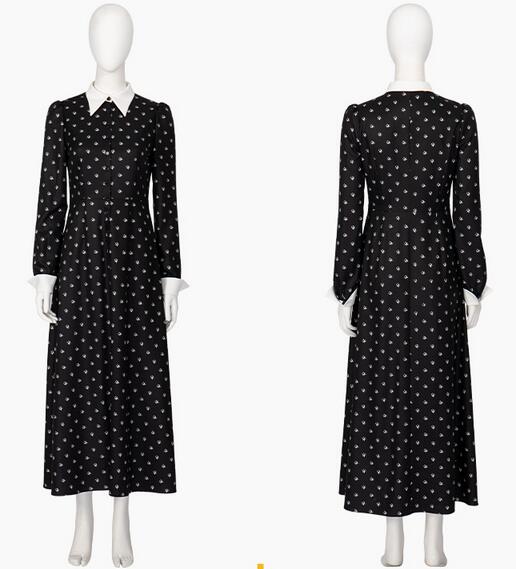 Wednesday (2022) The Addams Family Cosplay Costume Outfits Halloween Carnival Suit Girls Vintage Black Gothic One Piece Dresses