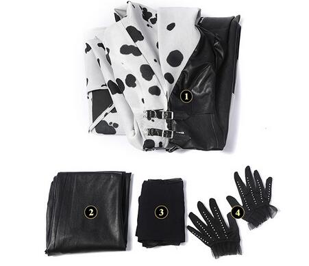 New Movie Cruella Cosplay De Vil Costume Halloween Christmas Carnival Clothing Black White Fashion Outfit For Adult Women