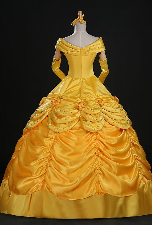 Top Quality Princess Belle Dress Luxury Crystal Cosplay Costume Dress For Women Halloween