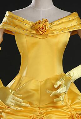 Top Quality Princess Belle Dress Luxury Crystal Cosplay Costume Dress For Women Halloween