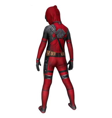 Movie Deadpool Cosplay Costume Kids Red Bodysuit Set Wade Winston Wilson Cosplay Halloween Rave Party Costume