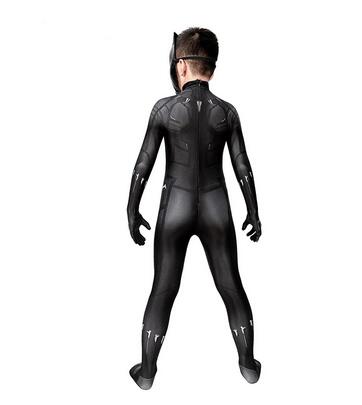 Movie Black Panther Cosplay Costume Kids Bodysuit Boy's Black Panther Muscle Costume Jumpsuit Bodysuit Halloween Cosplay Costume