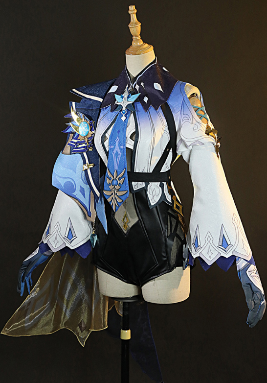 Genshin Impact Eula Lawrence Cosplay Costume Halloween Carnival Wave Flower Knight Funny Costume Glove Jewelry Anime Cosplay Wig