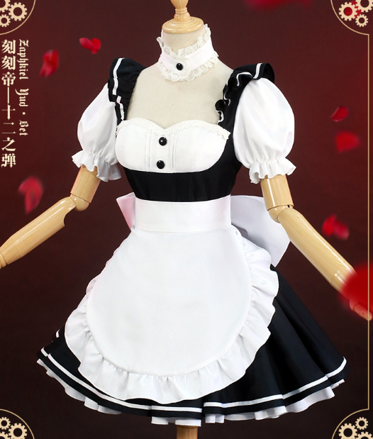 Anime Date A Live Cosplay Tokisaki Kurumi Maid Dress Cosplay Costume Halloween Costumes