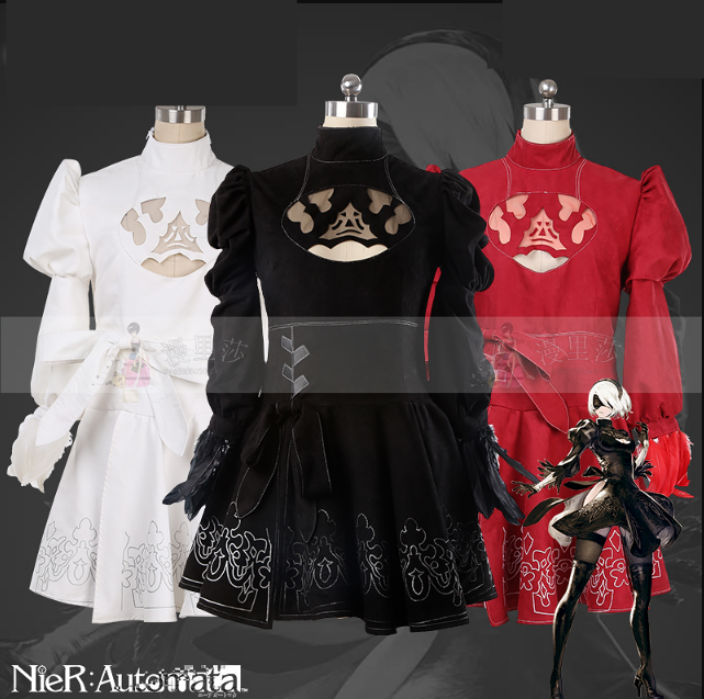 Athemis NieR Automata Cosplay Costumes YoRHa No. 2 Type B Cosplay Costume 2b Set White Black Red Set Custom Made Size