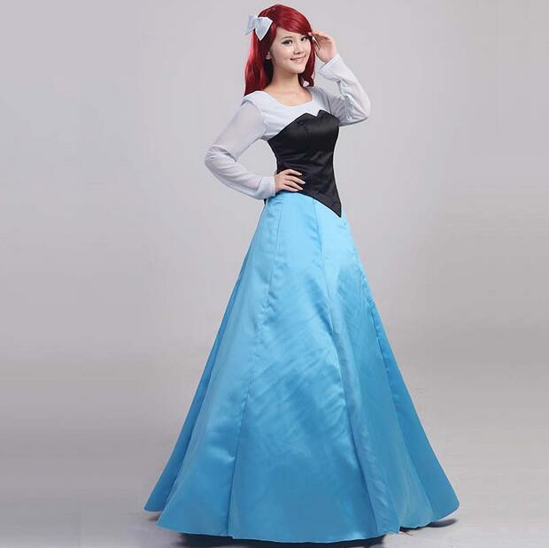 Ariel Blue Dress Princess Cosplay Costume For Women Halloween Costumes Dress Custom Made Free Shipping