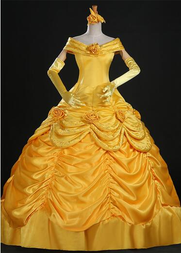 Top Quality Princess Belle Dress Luxury Crystal Cosplay Costume Dress For Women Halloween