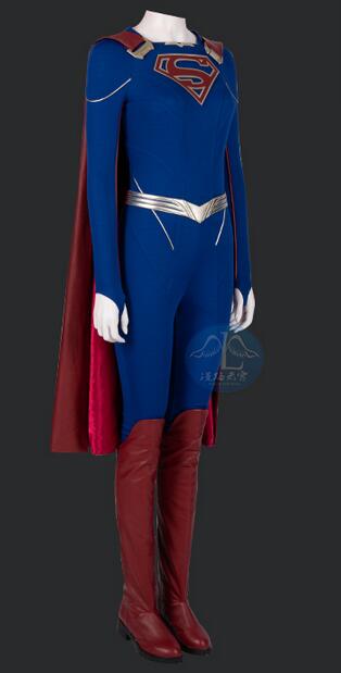 Supergirl Cosplay Costume Adults Cosplay for Women Leather Suit Sexy Jumpsuit Custom Made with Boots Cloak Halloween Party