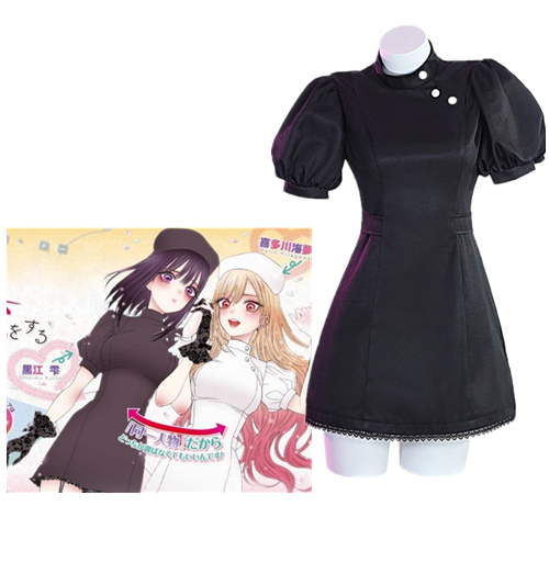 Kitagawa Marin Nurse Uniform Anime My Dress Up Darling Cosplay Costume Woman Black Dress Halloween Party Costumes