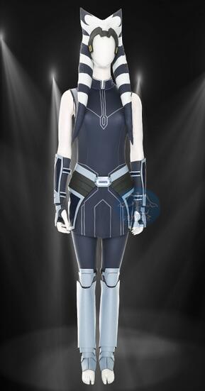 The Clone Wars Season 7 Ahsoka Tano Cosplay Costume with Headgear Ahsoka Costume for Adult Woman Halloween Fancy Hat Party Suit