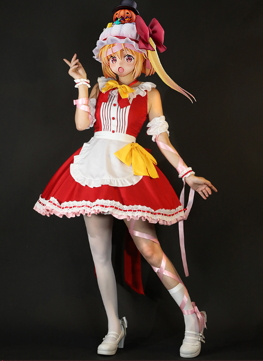 COWOWO Anime!Touhou Project Flandre Scarlet Halloween Maid Dress Lovley Uniform Cosplay Costume Party Role Play Outfit Women NEW