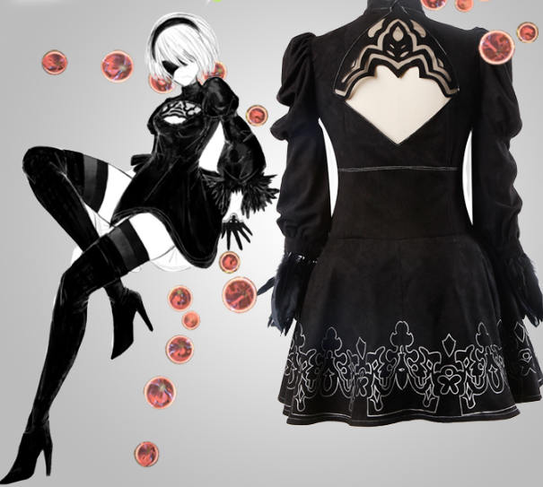 Athemis NieR Automata Cosplay Costumes YoRHa No. 2 Type B Cosplay Costume 2b Set White Black Red Set Custom Made Size