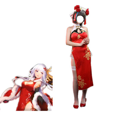Monenjoy Azur Lane HMS Cheshire Cosplay Costume New Year Cos Cheongsam
