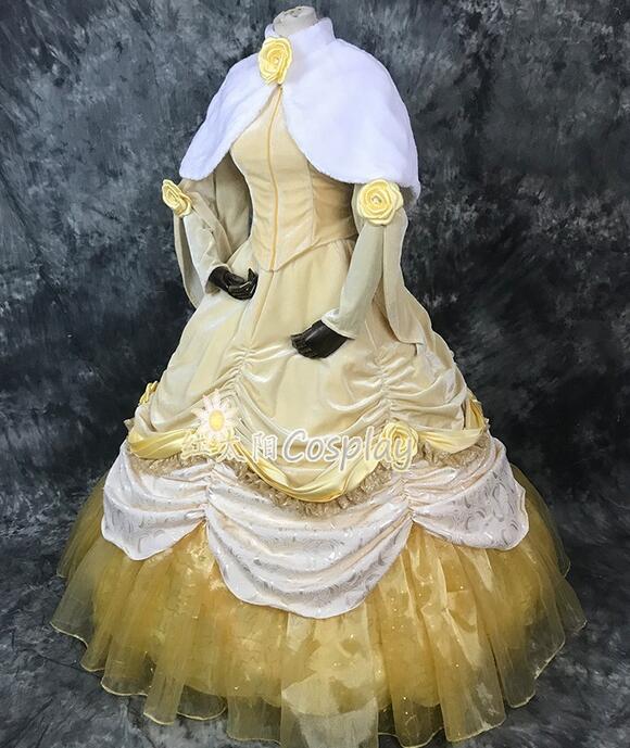 Top Quality New Style Princess Belle Luxury Cosplay Costume Winter Dress For Women Halloween Costumes Custom Made