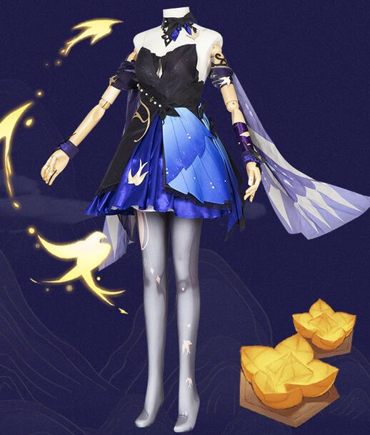 High-quality Opulent Splendor Genshin Impact Keqing Cosplay Costume Uniform Wig Anime Chinese Style Halloween Costumes Game