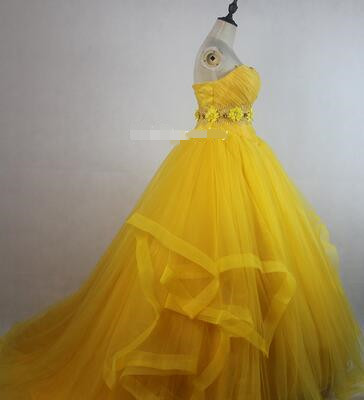 Moive Belle Princess Cosplay Costume Yellow Top Dress For Adults Women Girls Can Be Custom Made