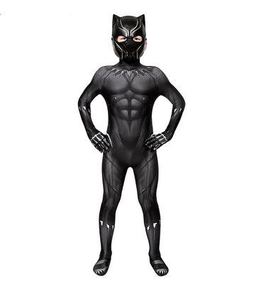 Movie Black Panther Cosplay Costume Kids Bodysuit Boy's Black Panther Muscle Costume Jumpsuit Bodysuit Halloween Cosplay Costume