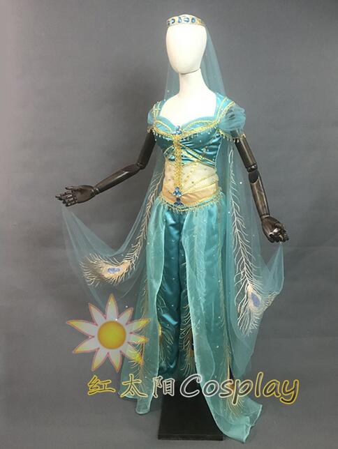 New Movie Jasmine Princess Top Quality Embroidery Cosplay Costume For Adult Women Girls Halloween Party Costume