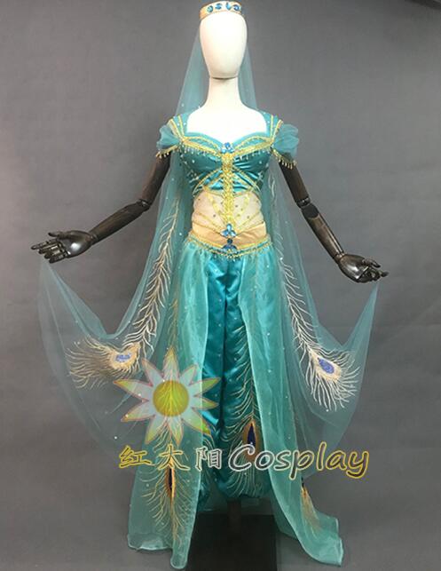 New Movie Jasmine Princess Top Quality Embroidery Cosplay Costume For Adult Women Girls Halloween Party Costume