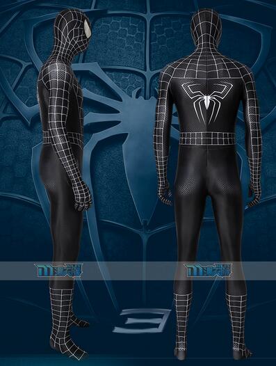 Movie Spider-Man3 Costume Cosplay Eddie Brock Venom Cosplay Adult Bodysuit Set 3D Printed Stretch Black Spiderman Jumpsuit Set