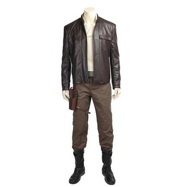 The Last Jedi Cosplay Poe Dameron Cosplay Costume Outfit with Leather Jacket Halloween Party Costume for Adult Men Custom Made