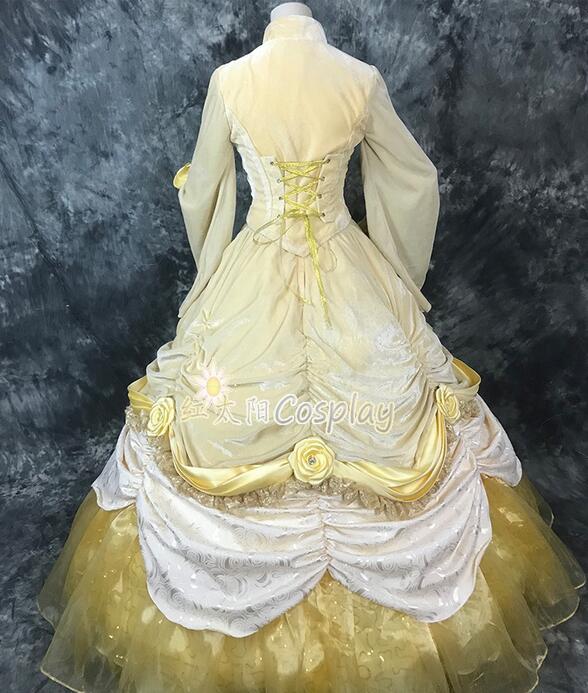 Top Quality New Style Princess Belle Luxury Cosplay Costume Winter Dress For Women Halloween Costumes Custom Made