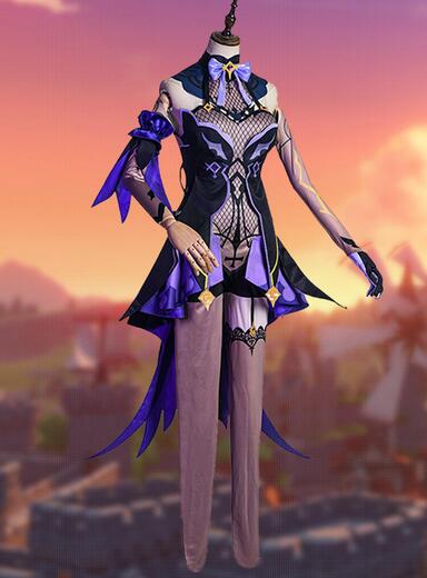 High-quality Genshin Impact Fischl Cosplay Costume Uniform Wig Anime Halloween Costumes for Women Game