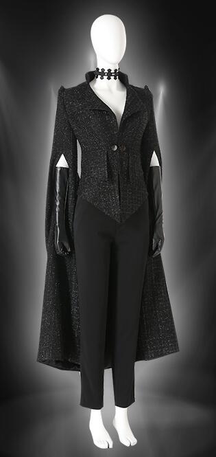 Anime Cruella De Vil Cosplay Costume Windbreaker Outfits Cruella Long Sleeves Black Overcoat Uniform Women Adult Halloween Party