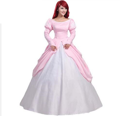 Princess Ariel Pink Dress Cosplay Costume For Adult Women Halloween Party Custom Made