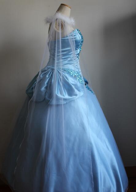 Top Quality Cinderella Cosplay Costume Fashion Style With Crystal For Adult Womens Dress Halloween Costumes