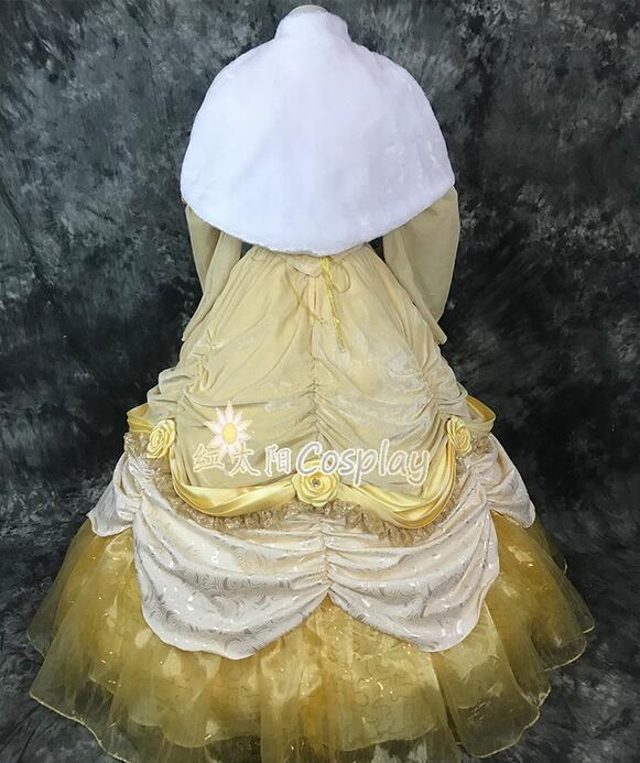 Top Quality New Style Princess Belle Luxury Cosplay Costume Winter Dress For Women Halloween Costumes Custom Made