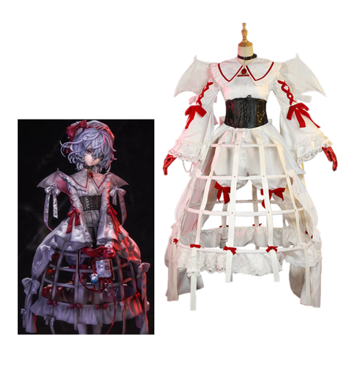 COWOWO Anime!Touhou Project Remilia Scarlet Demon Gothic Dress Elegant Lovely Uniform Cosplay Costume Role Play Outfit Women NEW