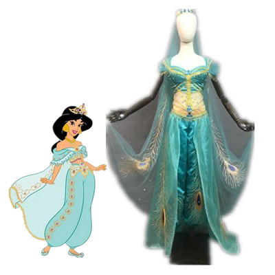 New Movie Jasmine Princess Top Quality Embroidery Cosplay Costume For Adult Women Girls Halloween Party Costume