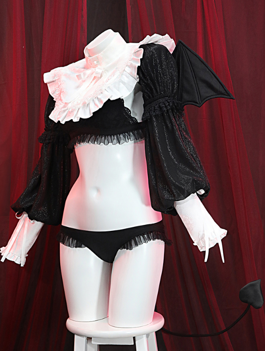 Kitagawa Little Devil Cosplay Costume Wig My Dress-Up Darling Cute Sexy Women Anime Headwear Wing Horn Accessories Full Set