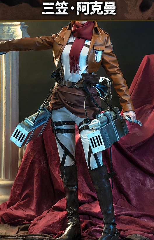 DokiDoki-SR Anime Attack on Titan Cosplay Mikasa Ackerman Shingeki no Kyojin Eren/Levi Anime Cosplay Attack on Titan