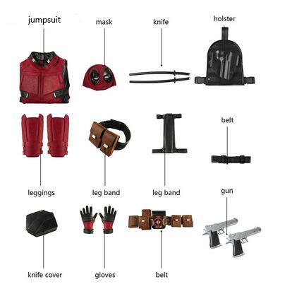 Deadpool1 Cosplay Costume Wade Wilson Jumpsuit Set Cosplay Deadpool Superhero Halloween Costume