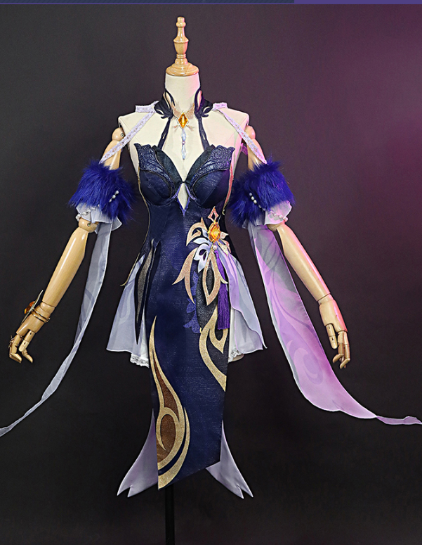 ROLECOS Genshin Impact Ningguang Cosplay Costume Orchid's Evening Gown Costume Cosplay Women Carnival Halloween Outfits Full Set