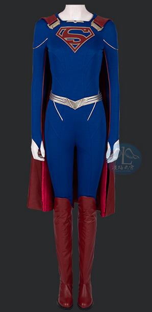 Supergirl Cosplay Costume Adults Cosplay for Women Leather Suit Sexy Jumpsuit Custom Made with Boots Cloak Halloween Party