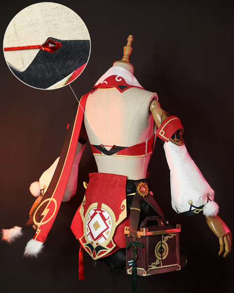Anime Genshin Impact Yanfei Game Suit Hat Bag Shoes Uniform Yan Fei Cosplay Costume Wig Halloween Party Outfit for Women