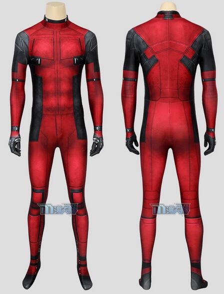 Movie Deadpool Cosplay Wade Wilson Cosplay Costume Deadpool Printed Jumpsuit Red Bodysuit Halloween Superhero Costume