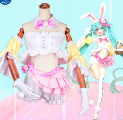 Anime Costume Miku Garage Kits Lovely Women Cosplay Sets Spring Rabbit Ears Lolita Style Comic Roleplaying Clothes
