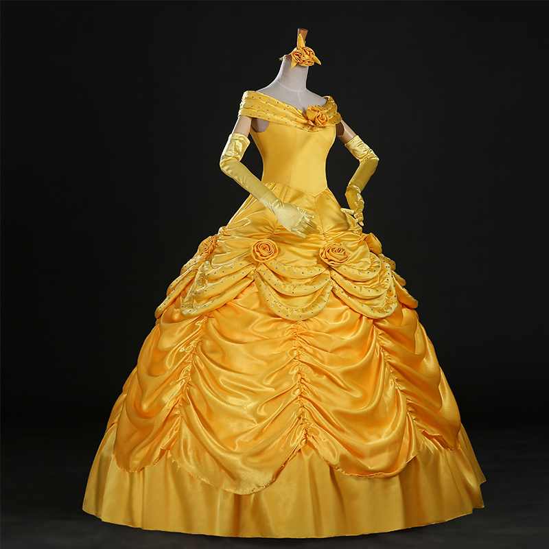High quality Beauty and Beast Belle Dress Adult Princess Belle Cosplay Costume Fancy Princess Belle Costume